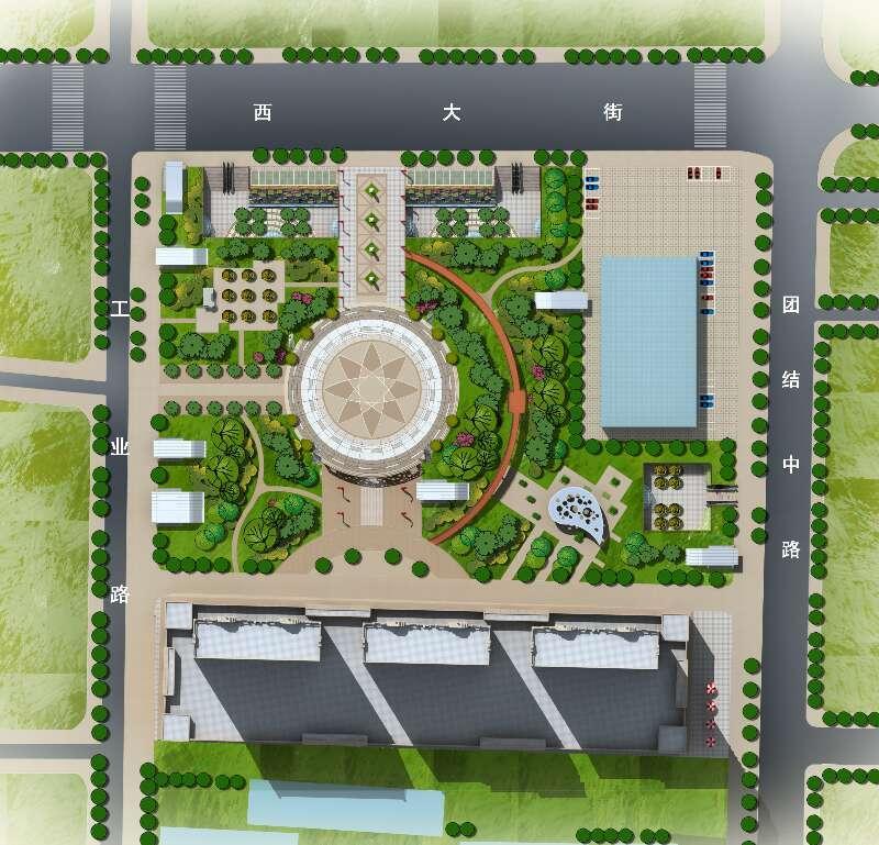 项城广场,鸟瞰图设计，郑州园林景观设计公司，http://ydyl.ylzds.com/